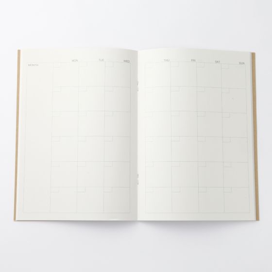 A5 Monthly Spread Kraft Notebook - 5.5in x 8.25in, 30 Undated Sheets ...